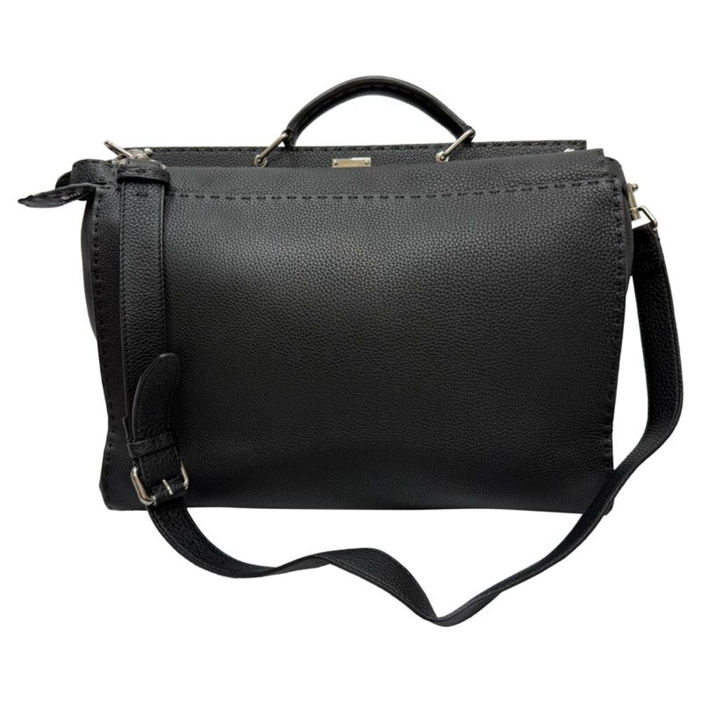 Fendi Selleria Peekaboo XL Top Handle Bag in Black Leather